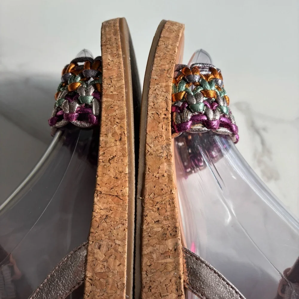 Steve Madden Girls' Layny sandal metallic woven strap sz 4